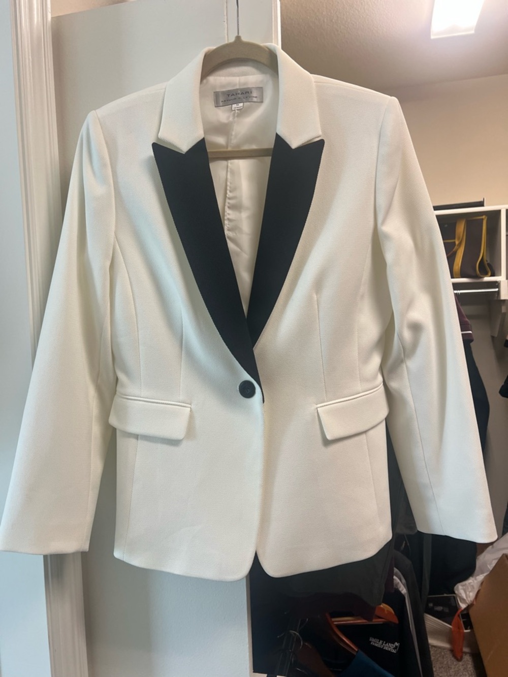Tahari White Blazer with Black Lapel